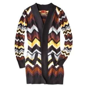 Missoni Cardigan Sweater   Long Brown Multicolor Zigzag Print   Extra 