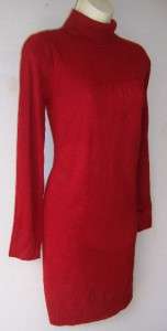 STUDIO Red Turtle Neck Long Sleeve Versatile Sweater Dress 