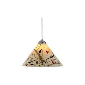   Mini Pendant in Satin Nickel   Flat Round Canopy with Miro Ivory glass