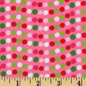  44 Wide Sparkle All The Way Polka Dots Hot Pink Fabric 