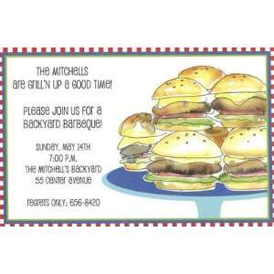  Burger Stack, Custom Personalized Adult Parties Invitation 