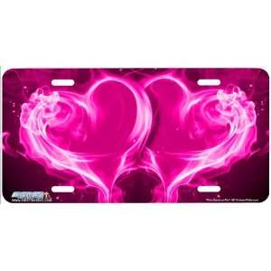 427 Pink Hearts on Fire Heart Airbrushed License Plates 
