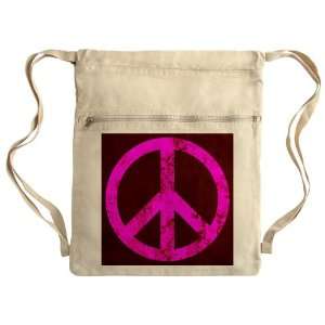   Bag Sack Pack Khaki Peace Symbol Grunge PinkR 