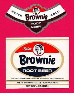 100 Old Atlas Brownie Root Beer Soda Labels Detroit  