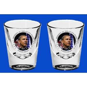  Set Of 2 Barack Obama Commemorative Shot Glasses   Come In 
