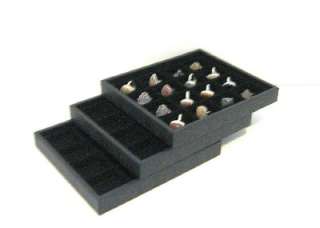 Set of 4 Black 16 Space Jewelry Display Storage Trays Rings, Earrings 