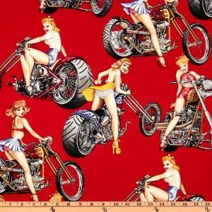  44 Wide Pin Ups Hot Wheels Red Fabric By The Yard Arts 