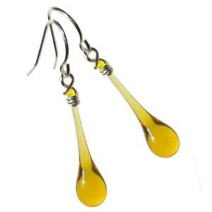  Honey Sundrop Simple Earrings, glass and sterling silver 