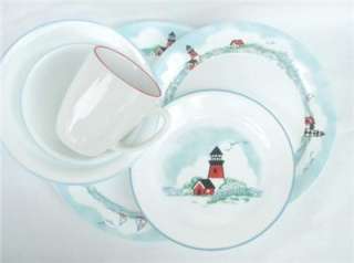 24 pc CORELLE OUTER BANKS LIGHTHOUSE DINNERWARE SET NEW  