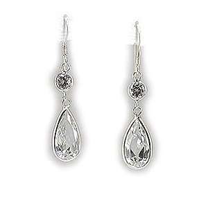  Pear Shaped Cubic Zirconia and Sterling Silver Drop 