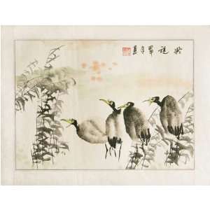  Chinese Sumi e Brush Painting Art, Watercolor on Paper 