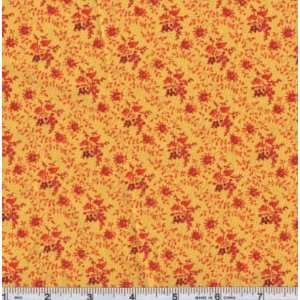  45 Wide Pretty Florals Floral Vines Orange Fabric By The 