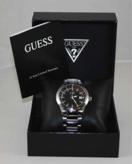 GUESS U96007G1 Mens Black Dial Stainless Steel Bracelet Watch NEW 