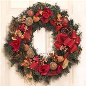Gilded Copper and Red Christmas Wreath