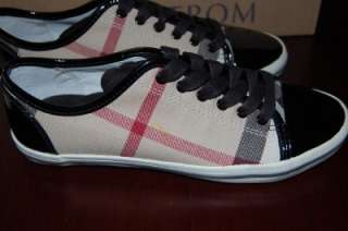 Burberry Nova Check Lace Up Sneaker Shoes Size 35 / 5 $295  