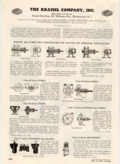 KRAISSL Air Pumps Centrifugal Vacuum Strainers 1948 AD  