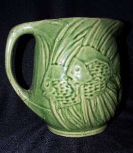 1935 EARLY MCCOY BUTTERMILK PITCHER GREEN FISH  