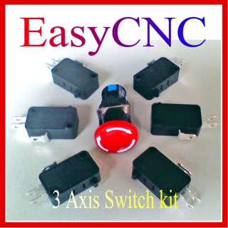 CNC 3Axis Micro Home Limit Switch Panic stop button Kit  