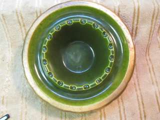   Emerald Green & Gold USA California Art Studio Pottery Scallop Ashtray