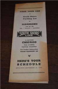   1948 South Shore Line Train Schedule for Chicago Subway and Hammond