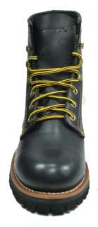 SKECHERS Cascades Boots Men Size Black Leather Lace Up Work Boots 
