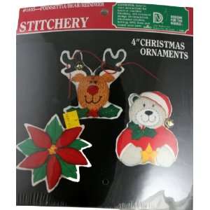 Design for the Needle 1403 Stitchery 4 Christmas Ornaments Poinsettia 
