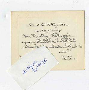 1925 antique~G. HENRY STETSON~hat INVITE elkins park pa  
