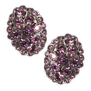  Caresse Silver Lilac Crystal Clip Earrings Jewelry