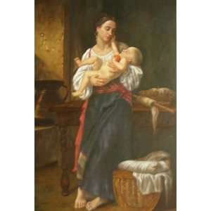   inch W. Bouguereau Oil Painting Repro First Caresses