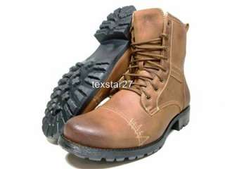 Mens Brown Military Style Calf High Fashion Lace Up Boots Polar Fox by 