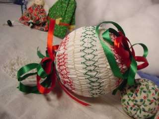 COUNTRY CALICO Fabric Quilted CHRISTMAS ORNAMENTS Prim Mammy BALLS 