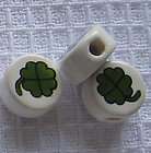 30 PERUVIAN CERAMIC CLAY DISC BEADS 12 mm CLOVER 4 LUCK PERU DISK 