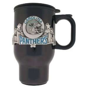  Carolina Panthers Black Pewter Emblem Travel Mug