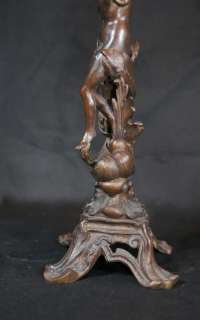 Pair Italian Rococo Bronze Figurine Candelabras  