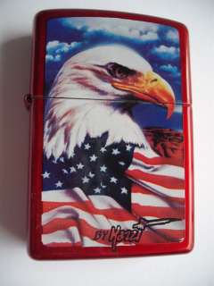 MAZZI FREEDOM WATCH EAGLE ZIPPO LIGHTER CANDY APPLE RED  