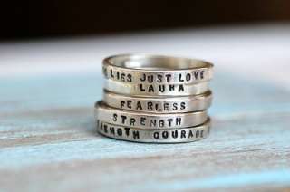 Stacking Rings   Hand Stamped Silver Personalized Name engraved custom 