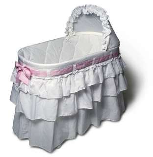 Burlington Baby Full Skirt Bassinet Liner with Ribbons White  