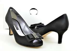 New Caparros Olinda Black Satin Evening Heels Sizes 7, 10M  