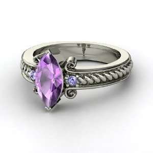  Catelyn Ring, Marquise Amethyst 18K White Gold Ring with 