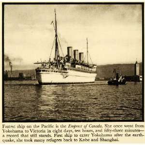  1930 Print Empress of Canada Yokohama Ship Italian Boat Earthquake 