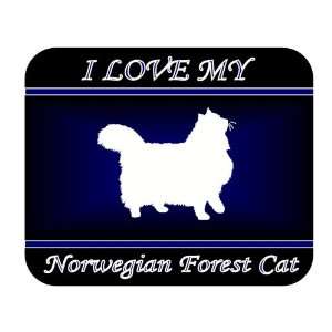  I Love My Norwegian Forest Cat Mouse Pad   Blue Design 