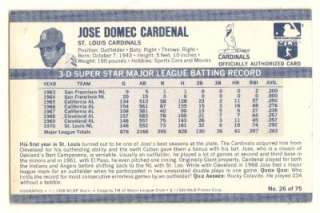 1971 Kelloggs Jose Cardenal #26 No 1970  