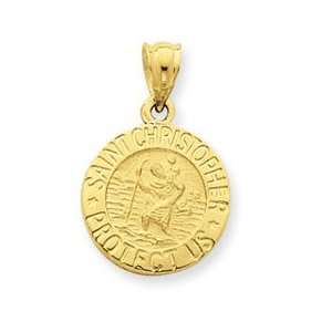 St. Christopher 14k Yellow Gold Pendant. 14k 18 Gold Plated Steel 