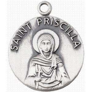 St. Priscilla Sterling Silver Medal with 18 Inch Chain