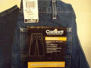 NEW MENS 36 X 32 Carhartt Premium Denim Work Dungaree B13DST Jeans 