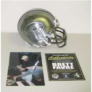  Autographed Brett Favre Mini Helmet   Pewter Sports 