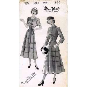  New York 392 Sewing Pattern Misses Square Neck Dress Size 
