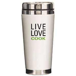  Live Love Cook Food Ceramic Travel Mug by  