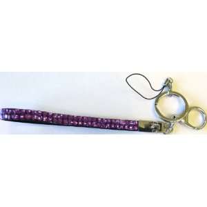 New December Diamonds Sparkling Purple Rhinestones Wristlet Keychain 