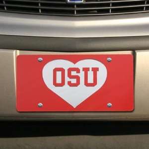  Ohio State Buckeyes Scarlet Mirrored Heart License Plate 